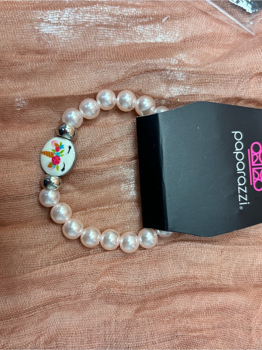 Paparazzi Pink Pearl Bracelet with Floral Ceramic Accent